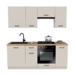 MEBLE KUCHENNE ZESTAW VARIO 200CM Z1 KASZMIR BLAT DĄB EVOKE BEZ AGD