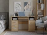 BIURKO DELTA DĄB ARTISAN 120 Cm 3 Szuflady Szafka Półki Do Biura Pokoju Na Laptop - obrazek 3
