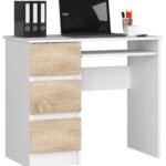 BIURKO KOMPUTEROWE A-6 90 cm LEWE PK BIAŁE / SONOMA