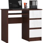 BIURKO A-6 CLP WENGE - BIAŁE PRAWOSTRONNE