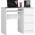 BIURKO KOMPUTEROWE A-6 90 cm PRAWE BIAŁE