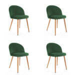 4 x Welurowe krzesło tapicerowane SJ.075 Butelkowa Zieleń