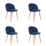 4 x Welurowe krzesło tapicerowane SJ.075 Granatowe