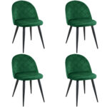 4x Welurowe krzesło tapicerowane pikowane SJ.077 Butelkowa Zieleń