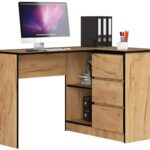 BIURKO NAROŻNE B16 124 cm PRAWE 3 SZUFLADY DĄB CRAFT