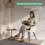 2x Welurowe krzesło tapicerowane pikowane Kremowe DIAMANTE Czarne nogi - obrazek 2