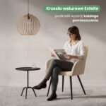 2x Welurowe krzesło tapicerowane gładkie Beżowe ESTELLE Czarne nogi - obrazek 2