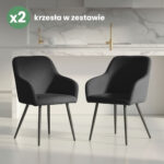 2x Welurowe krzesło tapicerowane gładkie Czarne ESTELLE Czarne nogi - obrazek 4