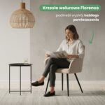 2x Welurowe krzesło tapicerowane z przeszyciami Beżowe FLORENCE Czarne nogi - obrazek 2