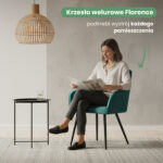 2x Welurowe krzesło tapicerowane z przeszyciami Butelkowa Zieleń FLORENCE Czarne nogi - obrazek 2