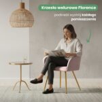 2x Welurowe krzesło tapicerowane z przeszyciami Pudrowy Róż FLORENCE Złote nogi - obrazek 2
