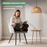 2x Welurowe krzesło tapicerowane pikowane w romby Szare VELTO Czarne nogi - obrazek 2