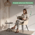 4x Welurowe krzesło tapicerowane pikowane Beżowe DIAMANTE Czarne nogi - obrazek 2