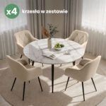 4x Welurowe krzesło tapicerowane pikowane Beżowe DIAMANTE Czarne nogi - obrazek 4