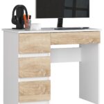 BIURKO A-7 CLP PK BIAŁE / SONOMA LEWOSTRONNE