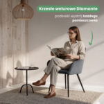 4x Welurowe krzesło tapicerowane pikowane Ciemny Grafit DIAMANTE Czarne nogi - obrazek 2