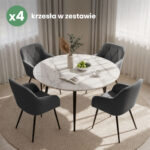 4x Welurowe krzesło tapicerowane pikowane Ciemny Grafit DIAMANTE Czarne nogi - obrazek 4