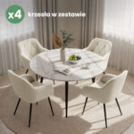 4x Welurowe krzesło tapicerowane pikowane Kremowe DIAMANTE Czarne nogi - obrazek 4