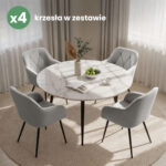 4x Welurowe krzesło tapicerowane pikowane Szare DIAMANTE Czarne nogi - obrazek 4