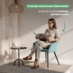 4x Welurowe krzesło tapicerowane pikowane Turkusowe DIAMANTE Czarne nogi - obrazek 2