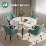 4x Welurowe krzesło tapicerowane pikowane Turkusowe DIAMANTE Czarne nogi - obrazek 4