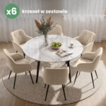 6x Welurowe krzesło tapicerowane pikowane Beżowe DIAMANTE Czarne nogi - obrazek 4