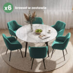 6x Welurowe krzesło tapicerowane pikowane Butelkowa Zieleń DIAMANTE Czarne nogi - obrazek 4