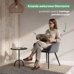 6x Welurowe krzesło tapicerowane pikowane Ciemny Grafit DIAMANTE Czarne nogi - obrazek 2