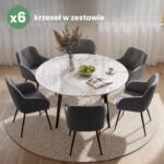 6x Welurowe krzesło tapicerowane pikowane Ciemny Grafit DIAMANTE Czarne nogi - obrazek 4