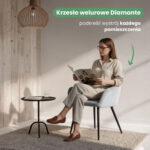 6x Welurowe krzesło tapicerowane pikowane Szare DIAMANTE Czarne nogi - obrazek 2