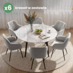 6x Welurowe krzesło tapicerowane pikowane Szare DIAMANTE Czarne nogi - obrazek 4