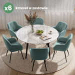 6x Welurowe krzesło tapicerowane pikowane Turkusowe DIAMANTE Czarne nogi - obrazek 4