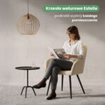 4x Welurowe krzesło tapicerowane gładkie Beżowe ESTELLE Czarne nogi - obrazek 2