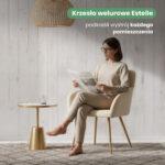 4x Welurowe krzesło tapicerowane gładkie Beżowe ESTELLE Złote nogi - obrazek 2