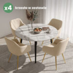 4x Welurowe krzesło tapicerowane gładkie Beżowe ESTELLE Złote nogi - obrazek 4