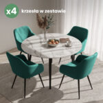 4x Welurowe krzesło tapicerowane gładkie Butelkowa Zieleń ESTELLE Czarne nogi - obrazek 4