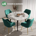4x Welurowe krzesło tapicerowane gładkie Butelkowa Zieleń ESTELLE Złote nogi - obrazek 4
