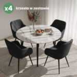 4x Welurowe krzesło tapicerowane gładkie Czarne ESTELLE Czarne nogi - obrazek 4