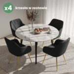 4x Welurowe krzesło tapicerowane gładkie Czarne ESTELLE Złote nogi - obrazek 4