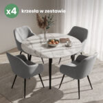 4x Welurowe krzesło tapicerowane gładkie Szare ESTELLE Czarne nogi - obrazek 4