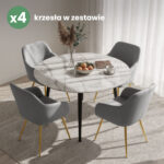 4x Welurowe krzesło tapicerowane gładkie Szare ESTELLE Złote nogi - obrazek 4