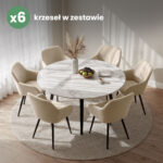 6x Welurowe krzesło tapicerowane gładkie Beżowe ESTELLE Czarne nogi - obrazek 4