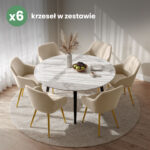 6x Welurowe krzesło tapicerowane gładkie Beżowe ESTELLE Złote nogi - obrazek 4