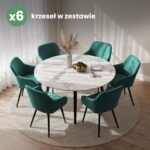 6x Welurowe krzesło tapicerowane gładkie Butelkowa Zieleń ESTELLE Czarne nogi - obrazek 4