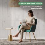 6x Welurowe krzesło tapicerowane gładkie Butelkowa Zieleń ESTELLE Złote nogi - obrazek 2