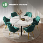 6x Welurowe krzesło tapicerowane gładkie Butelkowa Zieleń ESTELLE Złote nogi - obrazek 4