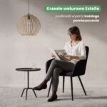 6x Welurowe krzesło tapicerowane gładkie Czarne ESTELLE Czarne nogi - obrazek 2