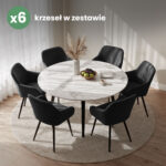 6x Welurowe krzesło tapicerowane gładkie Czarne ESTELLE Czarne nogi - obrazek 4