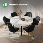 6x Welurowe krzesło tapicerowane gładkie Czarne ESTELLE Złote nogi - obrazek 4