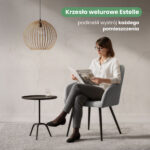 6x Welurowe krzesło tapicerowane gładkie Szare ESTELLE Czarne nogi - obrazek 2